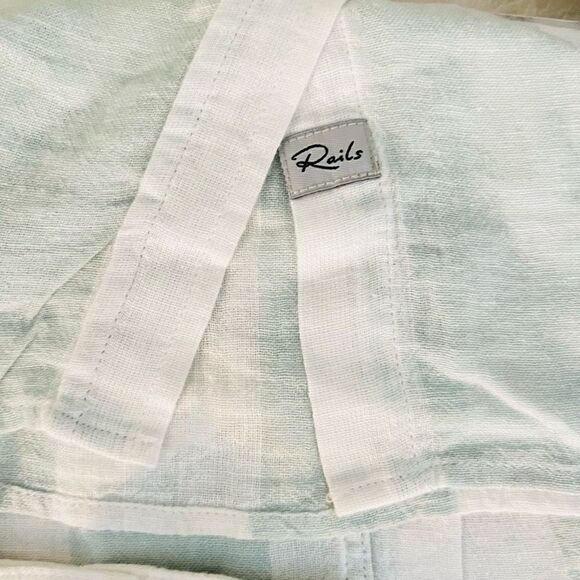 RAILS Women's Charli‎ Awning Stripe Linen Blend Blouse, Large, White/Blue, NWT - Picture 14 of 15